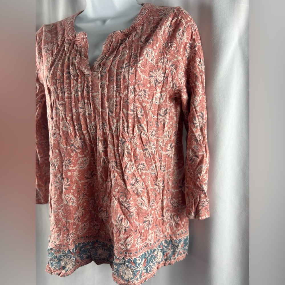 Lucky Brand pleat front long sleeve knit shirt S - Picture 6 of 6